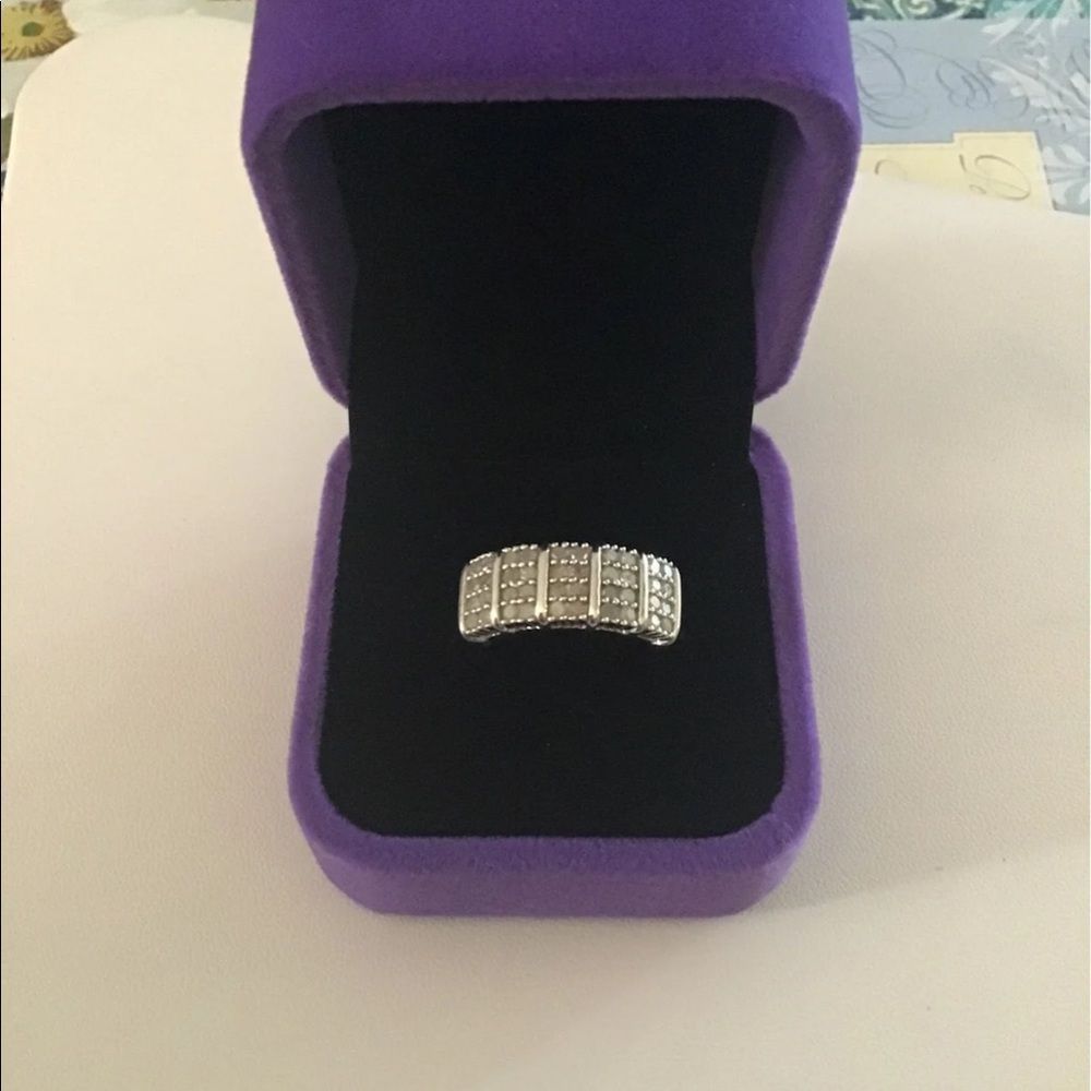 Gorgeous New 3/4 Ct.Four Row Genuine Diamond Ring Sz 8